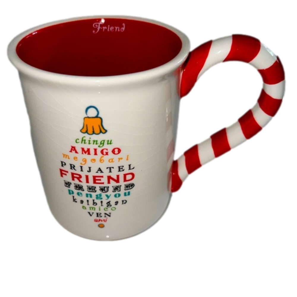 🎄HOLIDAY friend mug with candy cane handle by Grasslands Road. Great gift